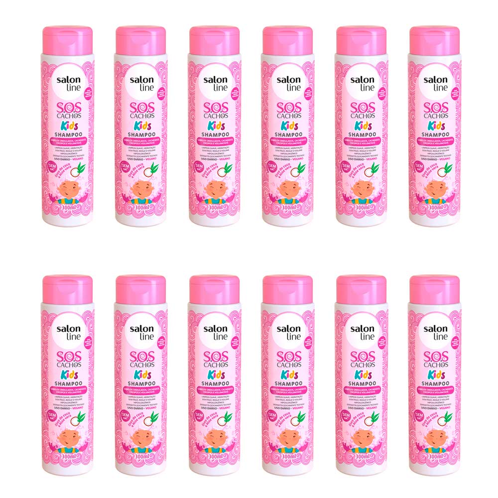 Kit 6 Uni Shampoo Sos Cachos Kids 300ml Salon Line Vestcasa